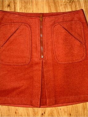 Vintage Y2K Women’s Gap Wool Rust Orange Mini Skirt, Size 4 Small